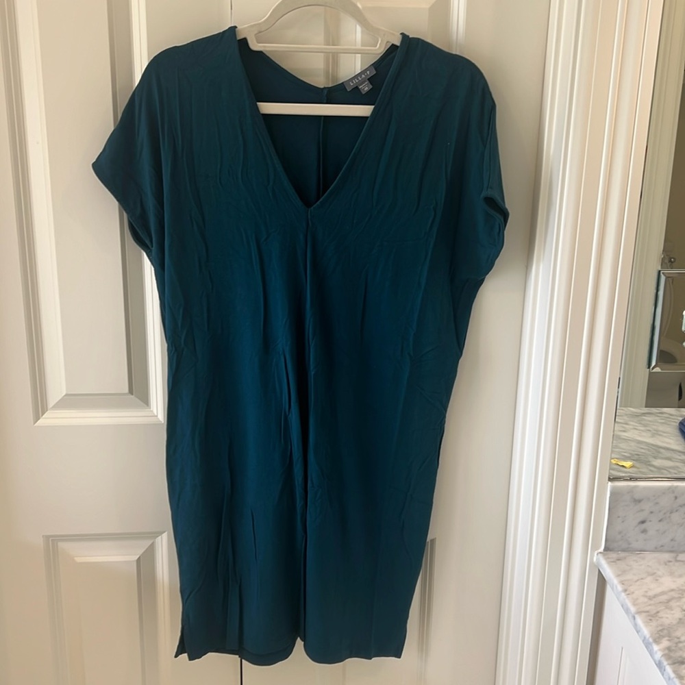 Teal shift dress by Lilla P